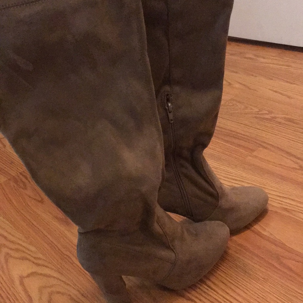 Thigh high suede boots